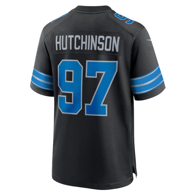 Aidan Hutchinson 97 Detroit Lions 2nd Alternate Game Jersey - Men, Black - Image 3