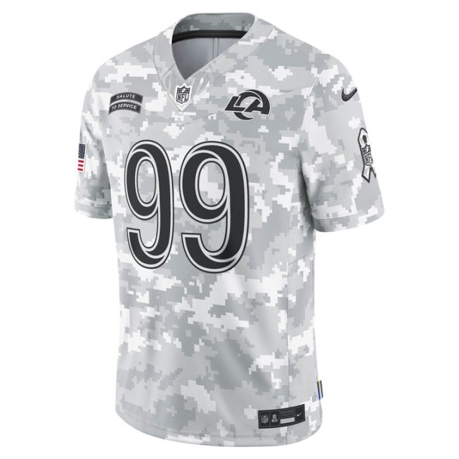 Aaron Donald Los Angeles Rams 2024 Salute to Service Retired Player Limited Jersey - Arctic Camo - Image 2