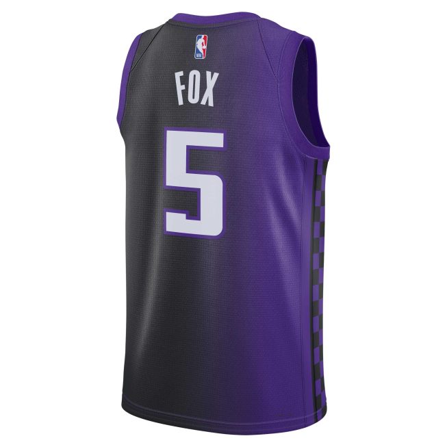 De'Aaron Fox Sacramento Kings Jordan Brand Unisex Swingman Jersey - Statement Edition - Purple - Image 3