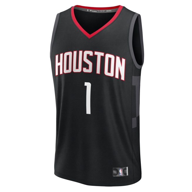 Amen Thompson Houston Rockets Fanatics Fast Break Replica Player Jersey - Statement Edition - Black - Image 2