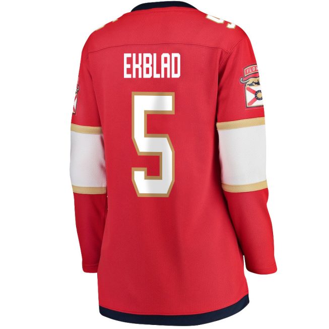 Aaron Ekblad 5 Florida Panthers 2024 STANLEY CUP Final Women's Home Breakaway Jersey - Red - Image 3