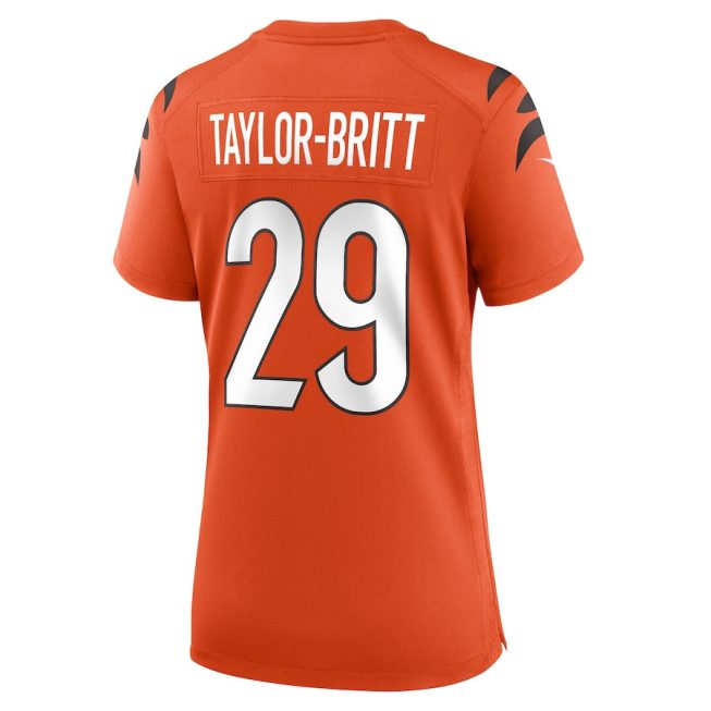 Cam Taylor-Britt 29 Cincinnati Bengals Alternate Game Women Jersey - Orange - Image 3