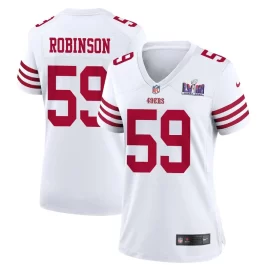 Curtis Robinson 59 San Francisco 49ers Super Bowl LVIII Patch Game Women Jersey - White