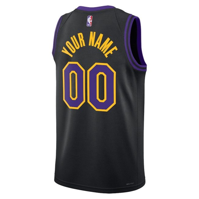 Los Angeles Lakers 2023/24 Swingman Jersey Customized - City Edition - Black - Image 3