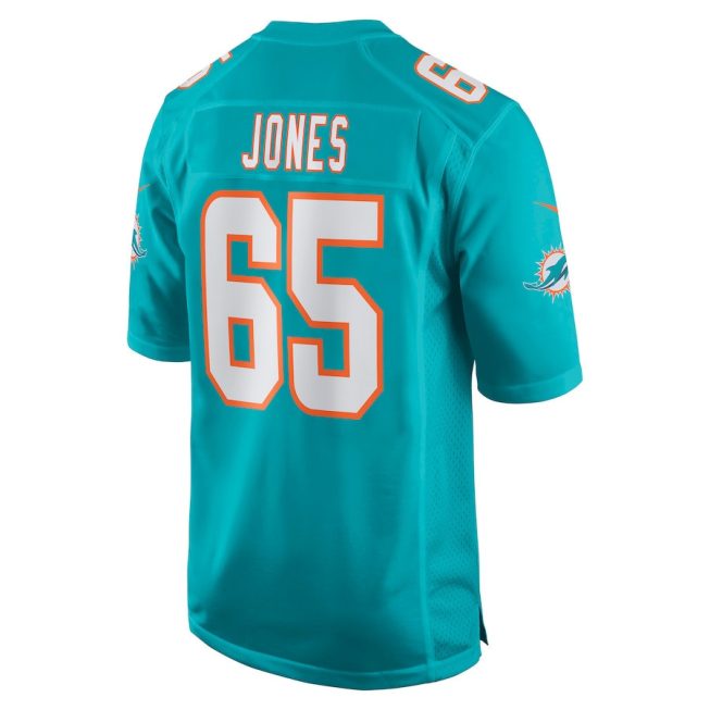 Robert Jones 65 Miami Dolphins Men Game Jersey - Aqua - Image 3