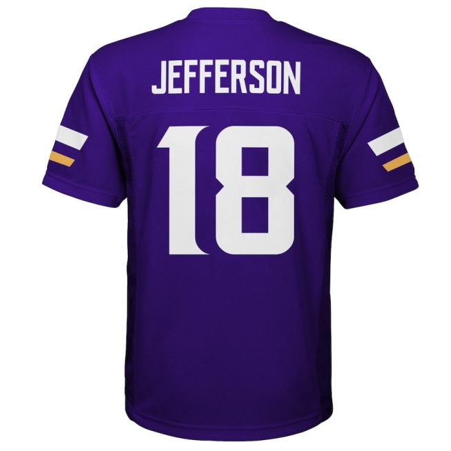 Justin Jefferson 18 Minnesota Vikings YOUTH Game Jersey - Purple - Image 3