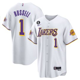 D'Angelo Russell 1 Los Angeles Lakers Baseball Men Jersey - White
