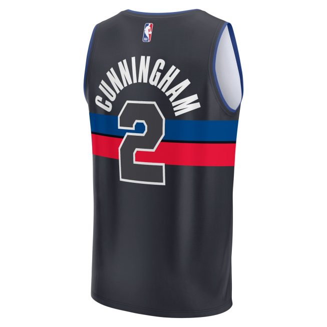 Cade Cunningham Detroit Pistons Fanatics Youth Fast Break Player Jersey - Statement Edition - Black - Image 3