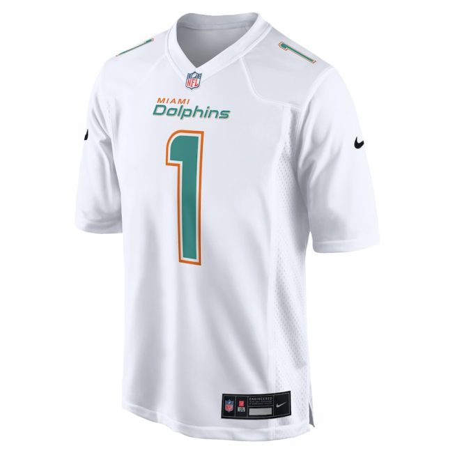 Tua Tagovailoa 1 Miami Dolphins Fashion Game Men Jersey - White - Image 2