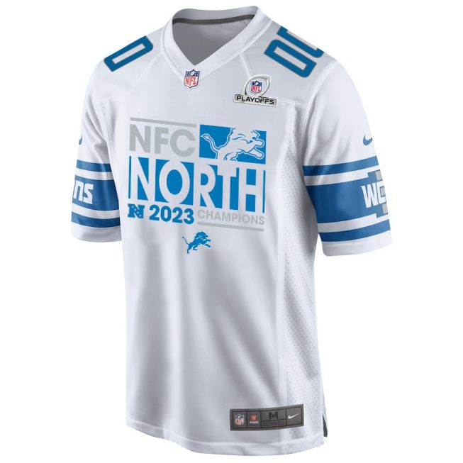 Detroit Lions 2023 NFC North Champions Game Men Custom Jersey - White - Image 3