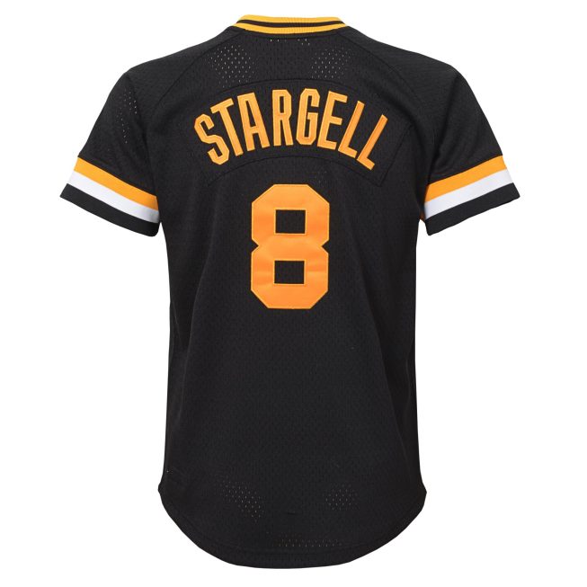 Willie Stargell Pittsburgh Pirates Mitchell & Ness Youth Cooperstown Collection Mesh Batting Practice Jersey - Black - Image 3
