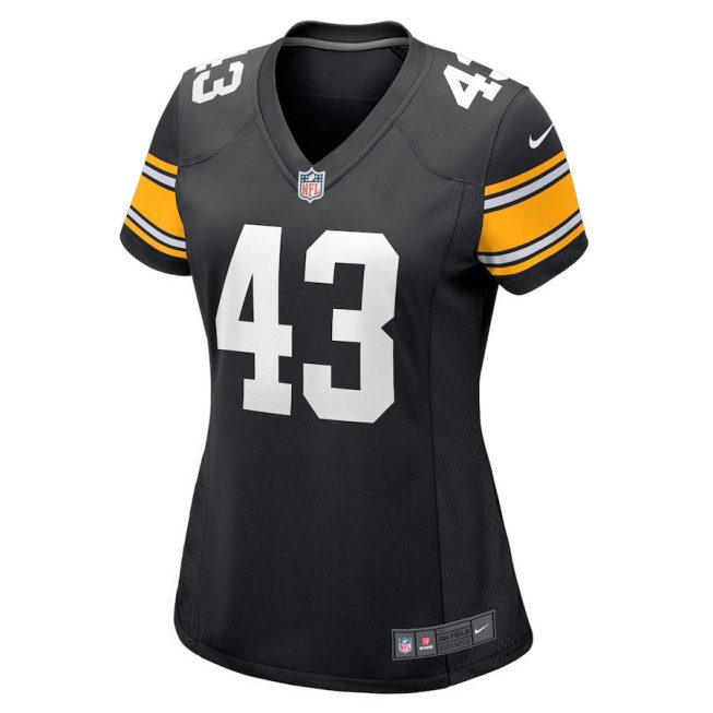 Troy Polamalu 43 Pittsburgh Steelers Women Retired Jersey - Black - Image 2