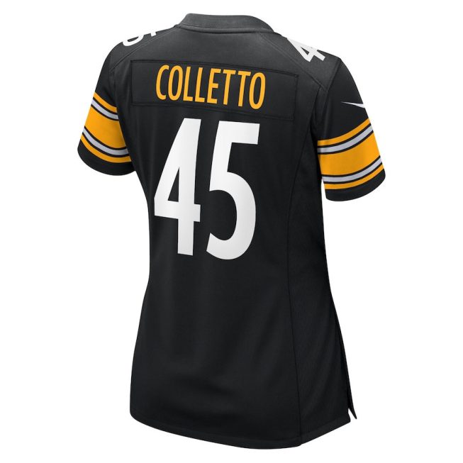 Jack Colletto 45 Pittsburgh Steelers Game Women Jersey - Black - Image 3