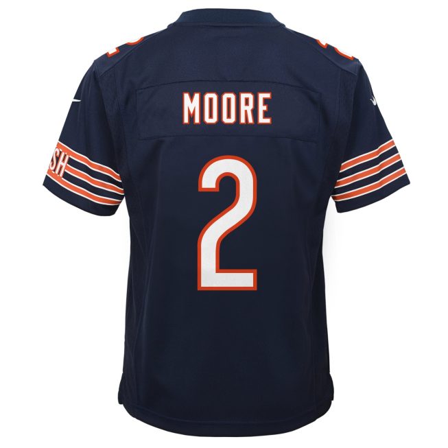 D.J. Moore 2 Signed Chicago Bears Game YOUTH Jersey - Navy - Image 3