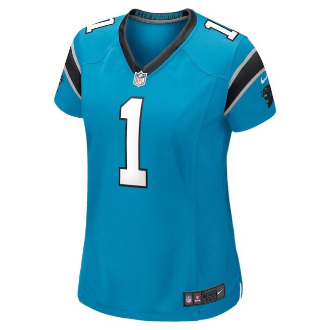 Cam Newton 1 Carolina Panthers Women's Alternate Game Jersey - Blue - Image 2