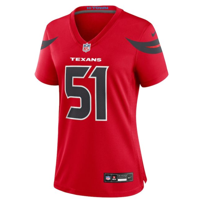 Will Anderson Jr. 51 Houston Texans Women Alternate Game Jersey - Red - Image 2
