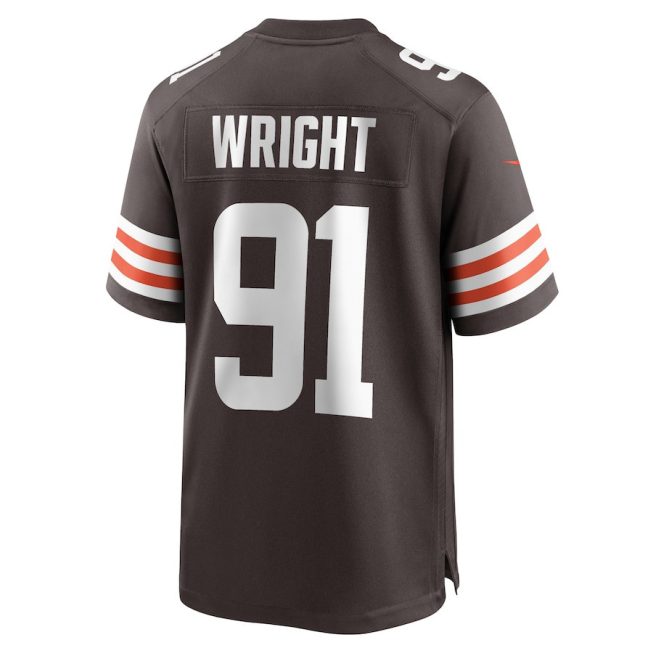 Alex Wright 91 Cleveland Browns Men Team Game Jersey - Brown - Image 3