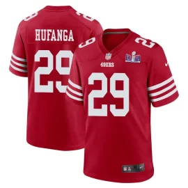 Talanoa Hufanga 29 San Francisco 49ers Super Bowl LVIII Patch Game Men Jersey - Scarlet