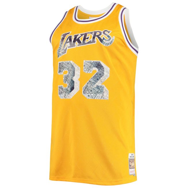 Magic Johnson Los Angeles Lakers Mitchell & Ness Big & Tall 1984/85 75th Anniversary Diamond Swingman Jersey - Gold - Image 2