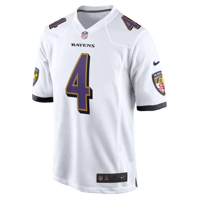 Zay Flowers 4 Baltimore Ravens Game Men Jersey - White - Image 2
