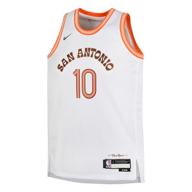 Jeremy Sochan 10 San Antonio Spurs 2023/24 City Edition Swingman YOUTH Jersey - White - Image 2