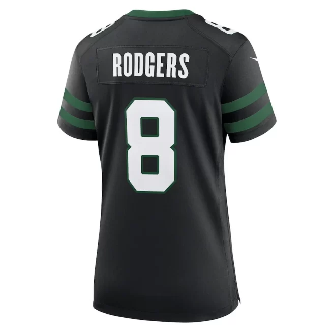 Aaron Rodgers 8 New York Jets Alternate Game Women Jersey - Legacy Black - Image 3