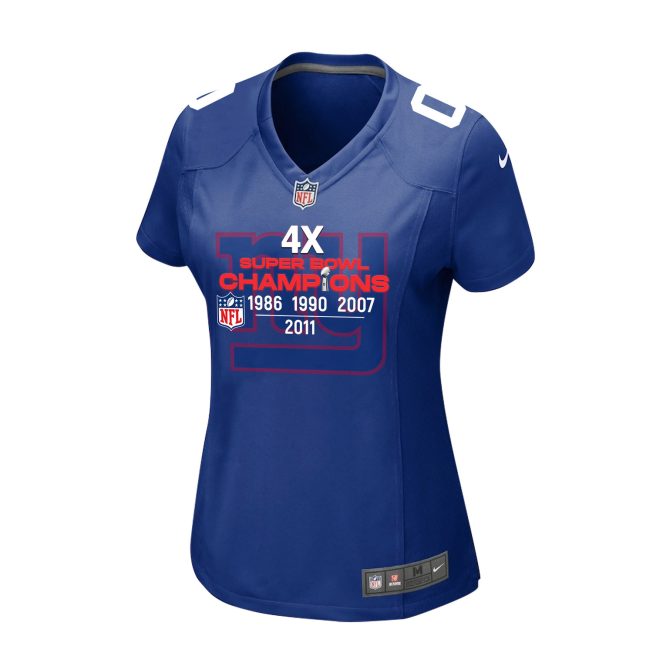 New York Giants 4X Super Bowl Champions Jersey - Women, Royal - Image 2