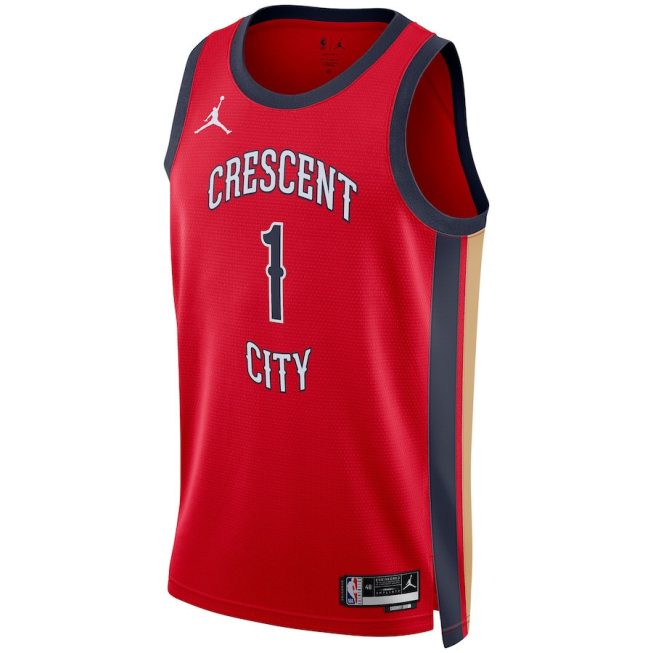 Zion Williamson 1 New Orleans Pelicans Unisex Swingman Jersey - Statement Edition - Red - Image 2