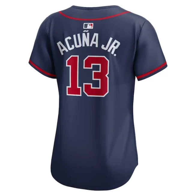 Ronald Acuña Jr. 13 Atlanta Braves Alternate Limited Women Player Jersey – Navy - Image 3