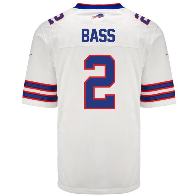 Tyler Bass 2 Buffalo Bills Men Away Game Jersey - White - Image 3