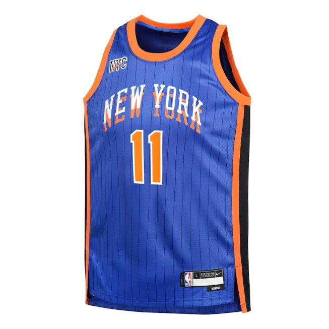 Jalen Brunson 11 New York Knicks 2023/24 City Edition Swingman YOUTH Jersey - Blue - Image 2