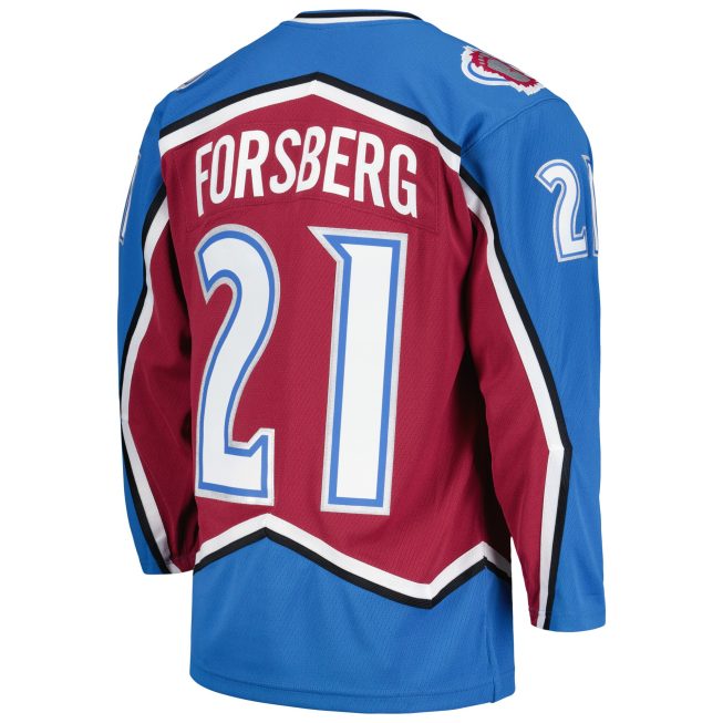 Peter Forsberg Colorado Avalanche Mitchell & Ness 1995/96 Blue Line Player Jersey - Burgundy - Image 3