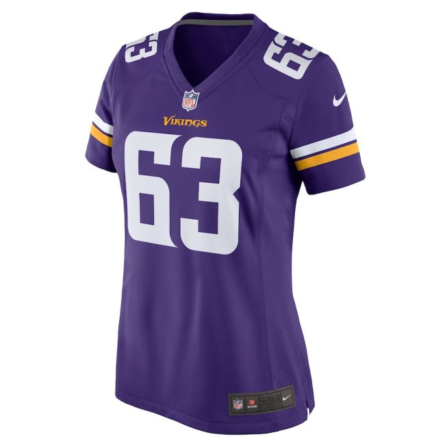 Coy Cronk 63 Minnesota Vikings Team Game Women Jersey - Purple - Image 2