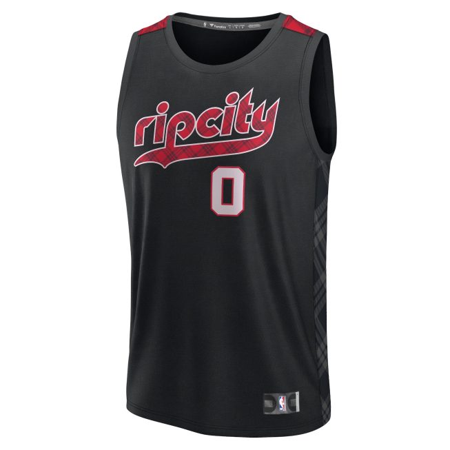 Damian Lillard Portland Trail Blazers Fanatics Fast Break Jersey - Black - City Edition - Image 2