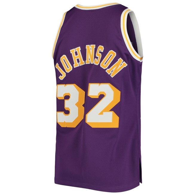 Magic Johnson Los Angeles Lakers Mitchell & Ness 1984/85 Hardwood Classics Authentic Jersey - Purple - Image 3