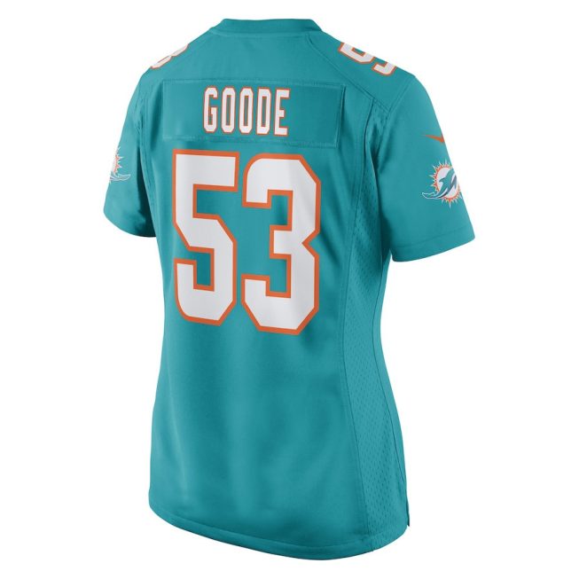 Cameron Goode 53 Miami Dolphins Women Game Jersey - Aqua - Image 3