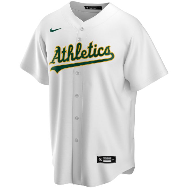 Oakland Athletics Home Replica Custom Jersey - White - Image 2