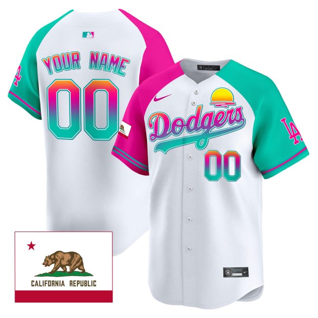 Los Angeles Dodgers 2024 Los Angeles City Style California Republic Patch Custom Men Jersey - Alternate