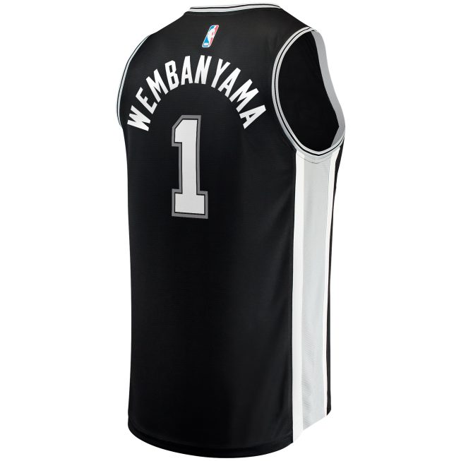 Victor Wembanyama San Antonio Spurs Fanatics Big & Tall Fast Break Replica Jersey Black - Icon Edition - Image 3