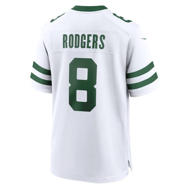Aaron Rodgers 8 New York Jets Game Men Jersey - Legacy White - Image 3