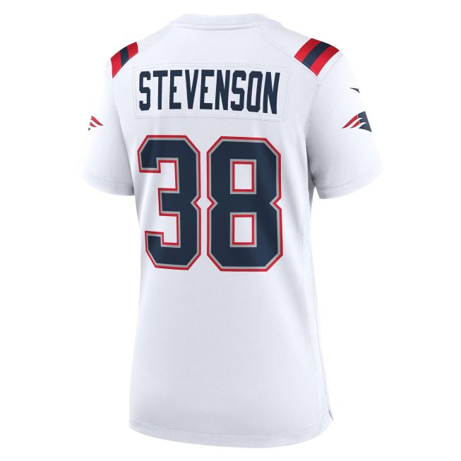 Rhamondre Stevenson New England Patriots Women's Game Player Jersey - White - Image 3