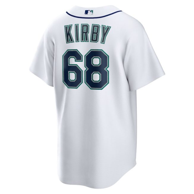 George Kirby 68 Seattle Mariners Home Men Jersey - White - Image 3