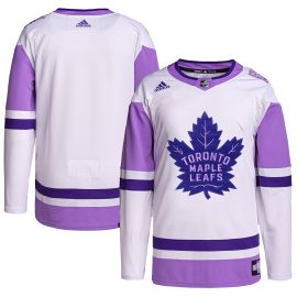 Toronto Maple Leafs Hockey Fights Cancer Primegreen Authentic Blank Practice Jersey - White/Purple