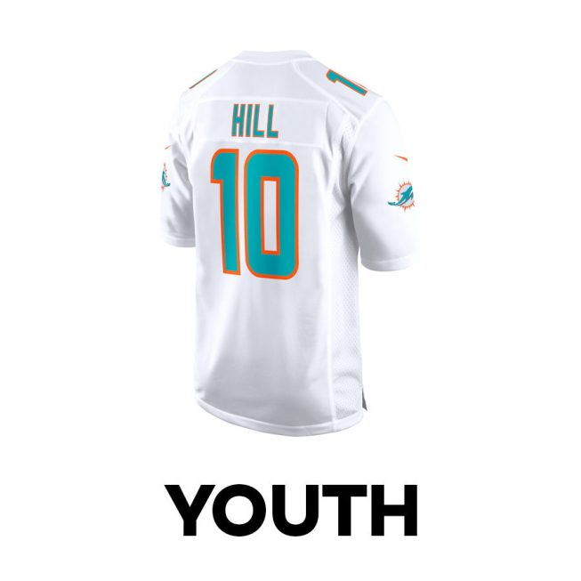 Tyreek Hill 10 Signed Miami Dolphins Cheetah Game YOUTH Jersey - White - Image 3