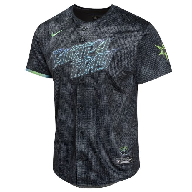 Shane McClanahan 18 Tampa Bay Rays 2024 City Connect Limited YOUTH Jersey - Charcoal - Image 2