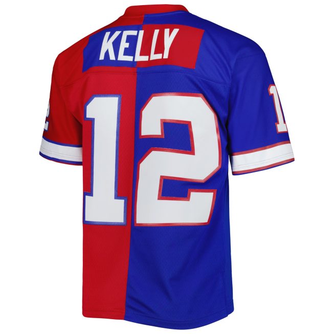 Jim Kelly Buffalo Bills Mitchell & Ness 1990 Split Legacy Replica Jersey - Royal/Red - Image 3