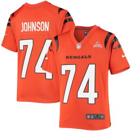 Super Bowl LVI Champions Cincinnati Bengals Fred Johnson 74 Orange Youth's Jersey Jersey