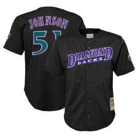 Randy Johnson Arizona Diamondbacks Mitchell & Ness Youth Cooperstown Collection Mesh Batting Practice Jersey - Black