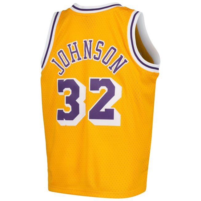 Magic Johnson Los Angeles Lakers Mitchell & Ness Youth Swingman Throwback Jersey - Gold - Image 3