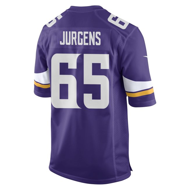 Michael Jurgens 65 Minnesota Vikings Super Bowl LIX New Orleans Patch Game Men Jersey - Purple - Image 2